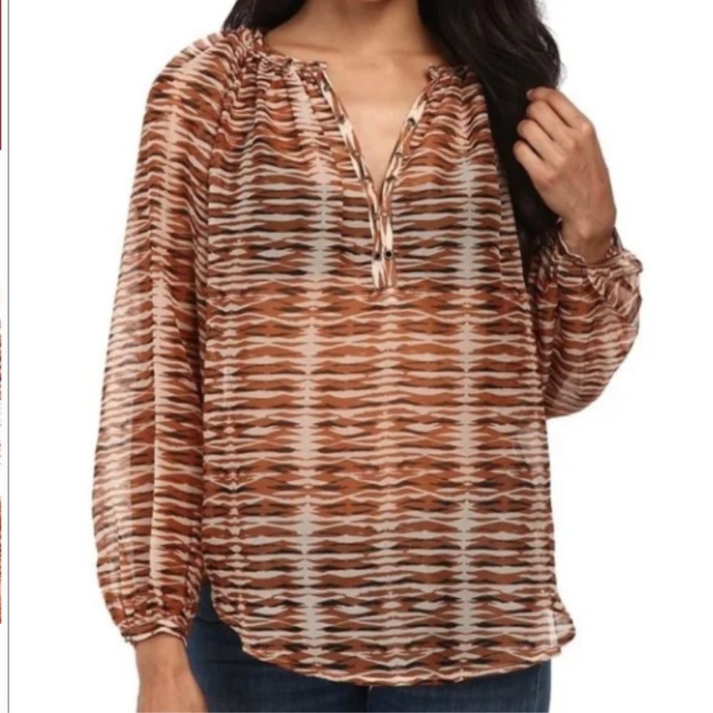 Amuse Society Sky Blouse Brown Sheer